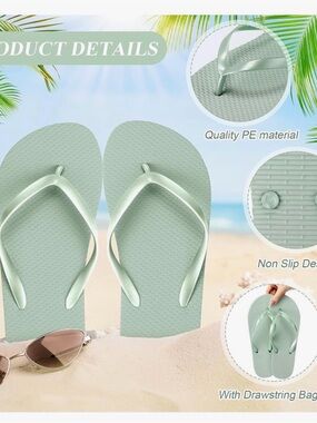 🩷. 9041. Mint Green Flip Flop Sandals - Lightweight Beach Thongs